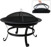 Oneiro's Luxe Vuurschaal - Ø75 cm - Terrashaard - Staal – Zwart – tuininrichting – tuinverwarming – tuinhaard – vuur – vuurkorf – bbq – barbecue – zomer – terras - Vuurkorf voor Buiten