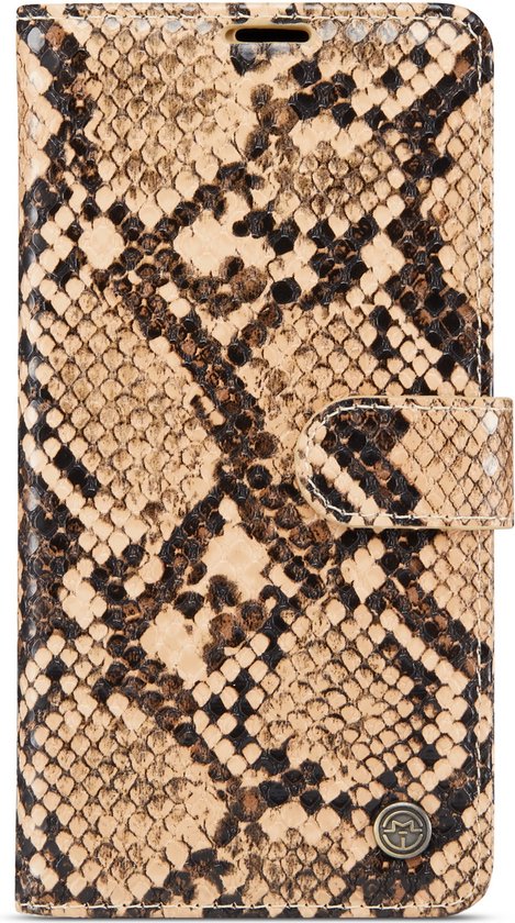 Apple iPhone 13 Mini Casemania Case Beige - Luxe Tuyaux Wallet Book Case - Porte-cartes et languette magnétique