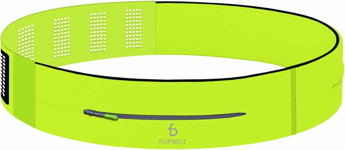 Flipbelt - Zipper Adjustable - Runningbelt - Hardloop Riem - One size fits all - Neon Yellow
