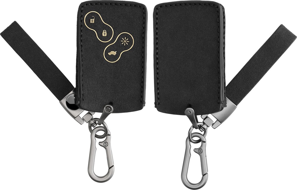 2 STK Autosleutelhoes compatibel met Renault 4-knoppen Smartkey autosleutel (alleen Keyless Go) met 2 sleutelhangers, siliconen sleutelhoes voor Clio/Espace 5/Master Bus/Talisman (Blauwe lijn