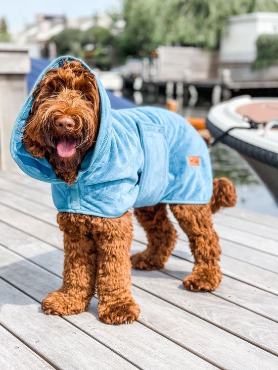 Dogs Co Badjas Chiens Blauw Taille S avec Sac Linge Peignoir