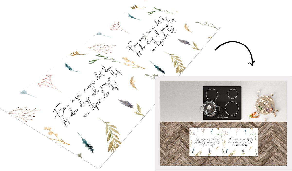 KitchenYeah Keukenloper - Loper keuken - Vriendschap - Een mens dat ben jij - Quotes - Vrienden - Spreuken - 120x50 cm - Keukenloper vinyl Multicolor