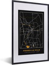 Fotolijst incl. Poster - Stadskaart - Fosses-La-Ville - Plattegrond - Goud - Kaart - 40x60 cm - Posterlijst
