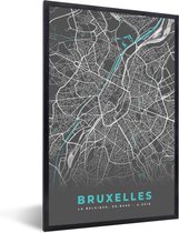 Cadre photo avec affiche - Plan - Plan de ville - Bruxelles - België - Grijs - 40x60 cm - Cadre pour affiche
