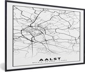 Fotolijst incl. Poster Zwart Wit- Stadskaart – Plattegrond – België – Zwart Wit – Aalst – Kaart - 30x20 cm - Posterlijst