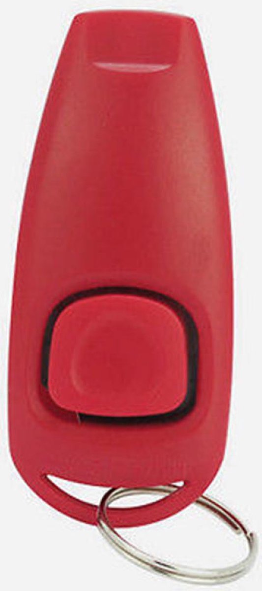 Luxe clicker met fluit - 2 in 1 Hondentrainer - Hondenklikker - Met bevestigingsring - Rood - Merkloos