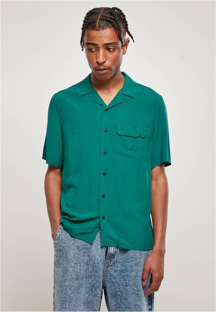 Urban Classics Viscose Camp Overhemd M Groen