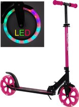 Sajan - Step met LED wielen - Kinderstep - Grote Wielen - 20cm - Step - Roze-Zwart - Autoped - Scooter