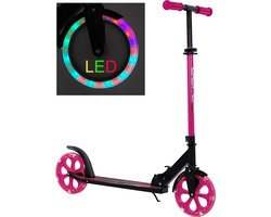 foto van Sajan - Step met LED wielen - Kinderstep - Grote Wielen - 20cm - Step - Roze-Zwart - Autoped - Scooter