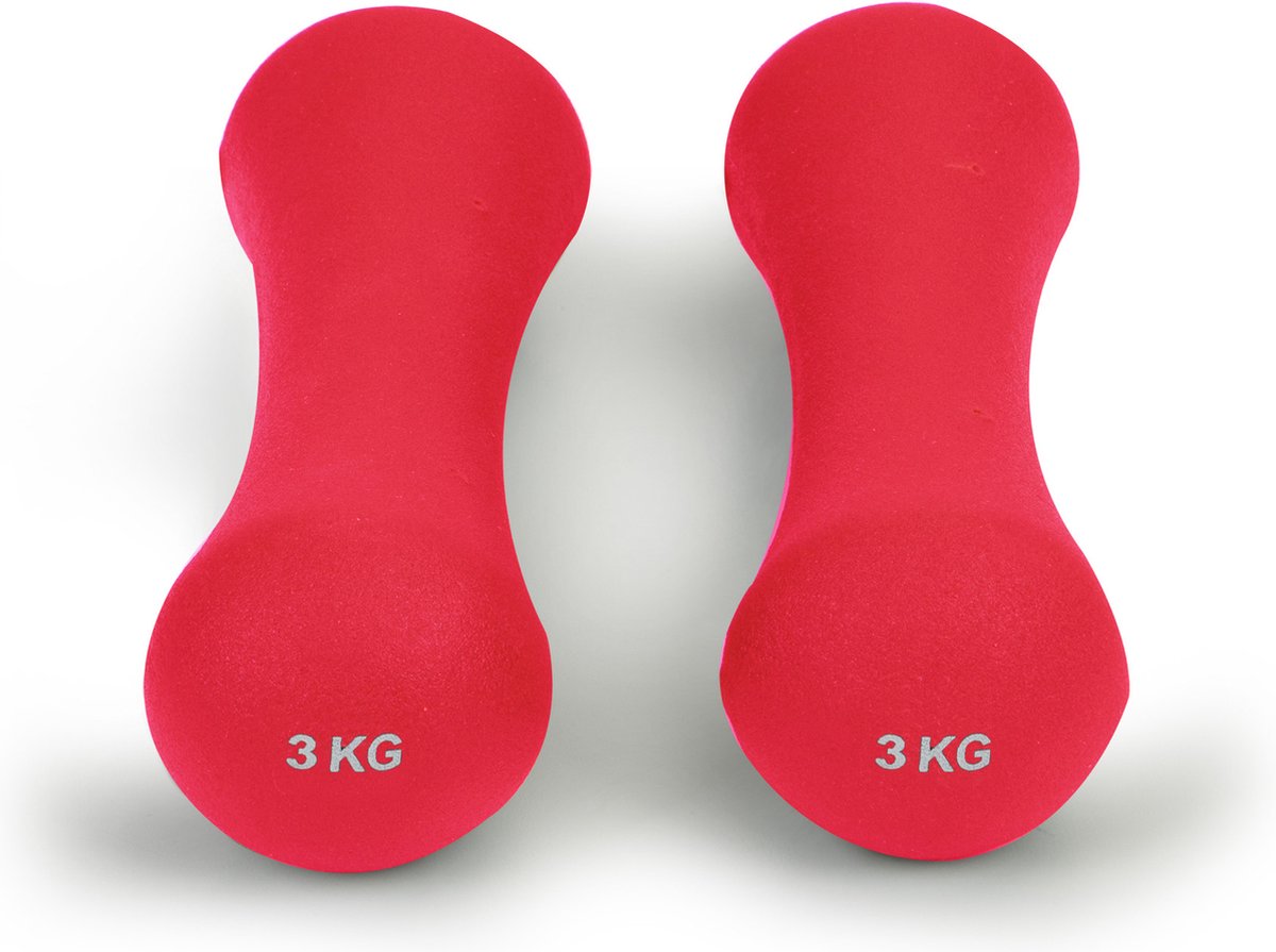 Dumbbell set 6 kg - 2 x 3kg - Neopreen Donker roze - Fitness gewichten – foto 4