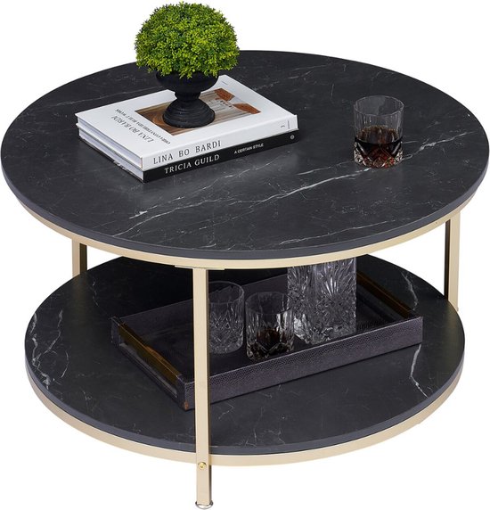 Vicco Salontafel Ontario, Wit marmer, 80 x 46 cm Rond