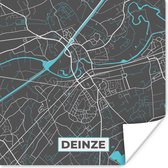 Poster België – Deinze – Stadskaart – Kaart – Blauw – Plattegrond - 50x50 cm