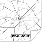 Poster België – Beaumont – Stadskaart – Kaart – Zwart Wit – Plattegrond - 50x50 cm