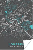 Poster City Map – Grijs - Carte – Lokeren – België – Carte - 60x90 cm