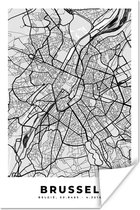 Poster België – Brussel – Stadskaart – Kaart – Zwart Wit – Plattegrond - 20x30 cm