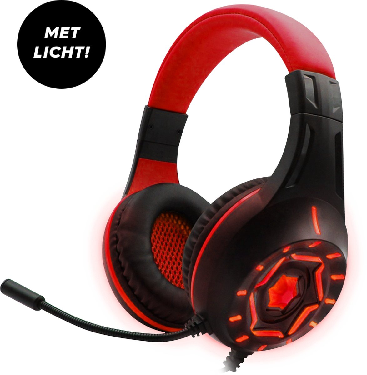 RAIDER HS2 PRO GAMING HEADSET - Over-ear Stereo RGB headset met Microfoon - 40 mm audio drivers - Rood/Zwart