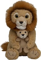 Pluche familie Leeuwen knuffels van 22 cm - Dieren speelgoed knuffels cadeau - Moeder en jong knuffeldieren
