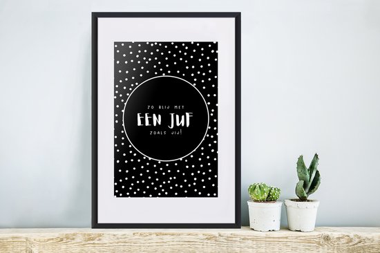 Cadre photo avec affiche - Citation - Points - Wit - Merci professeur - Dictons - Tellement heureux avec un professeur comme vous ! - 40x60 cm - Cadre affiche