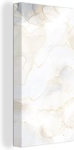 Canvas Schilderij Marmer - Wit - Geel - 20x40 cm - Wanddecoratie