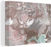 Tableau sur toile Rose - Granit - Galets - 80x60 cm - Décoration murale