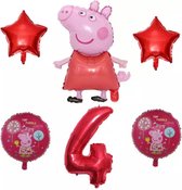 Peppa Pig folie ballonen 6 stuks Decoratie Kinderen Verjaardag Ballon Nummer 4