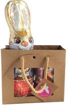 Pasen - Kartonnen tasje met venster - Paashazin - Snoep en Paaseitjes in een kokertje - Cadeauverpakking