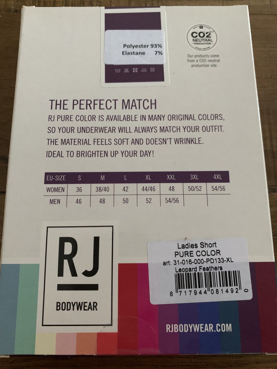 Rj Bodywear Ladies Short Pure Color Leopard Feathers Xl
