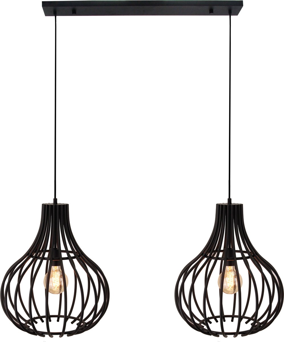 Chericoni Goccia Hanglamp - 2 lichts op balk - Ø40cm - E27 - Zwart