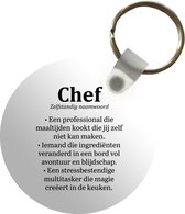 Sleutelhanger - Kok - Definitie - Chef - Koken - Keuken - Spreuken - Woordenboek - Plastic - Rond - Uitdeelcadeautjes - Vaderdag cadeau - Geschenk - Cadeautje voor hem - Tip - Mannen