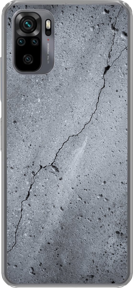Telefoonhoesje Geschikt voor Xiaomi Geschikt voor Redmi Note 10 Pro hoesje - Beton print - Grijs - Scheur - Siliconen Telefoonhoesje Telefoonhoesje