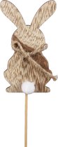 Oneiro’s Luxe cb. 12 wooden rabbits/stick natural 8x5 cm – decoratie – pasen – paasdecoratie – paashaas – eieren – has – kip – gekleurde eieren – paastak – lente – feestdecoratie