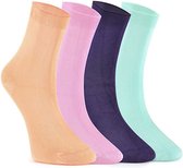 Bamboe Sokken, 4 Paar, Vrouwen, Mixen Sokken, Groen, Oranje, Paars, Roze, 39-42