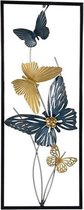Wanddecoratie Vlinders Blauw/Goud 48x20cm
