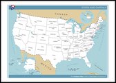 Poster Carte Amérique / USA / USA avec états et capitales - Grand 50 x 70 cm