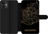 Bookcase Geschikt voor iPhone 12 Pro telefoonhoesje - Apeldoorn - Kaart - Goud - Met vakjes - Wallet case met magneetsluiting