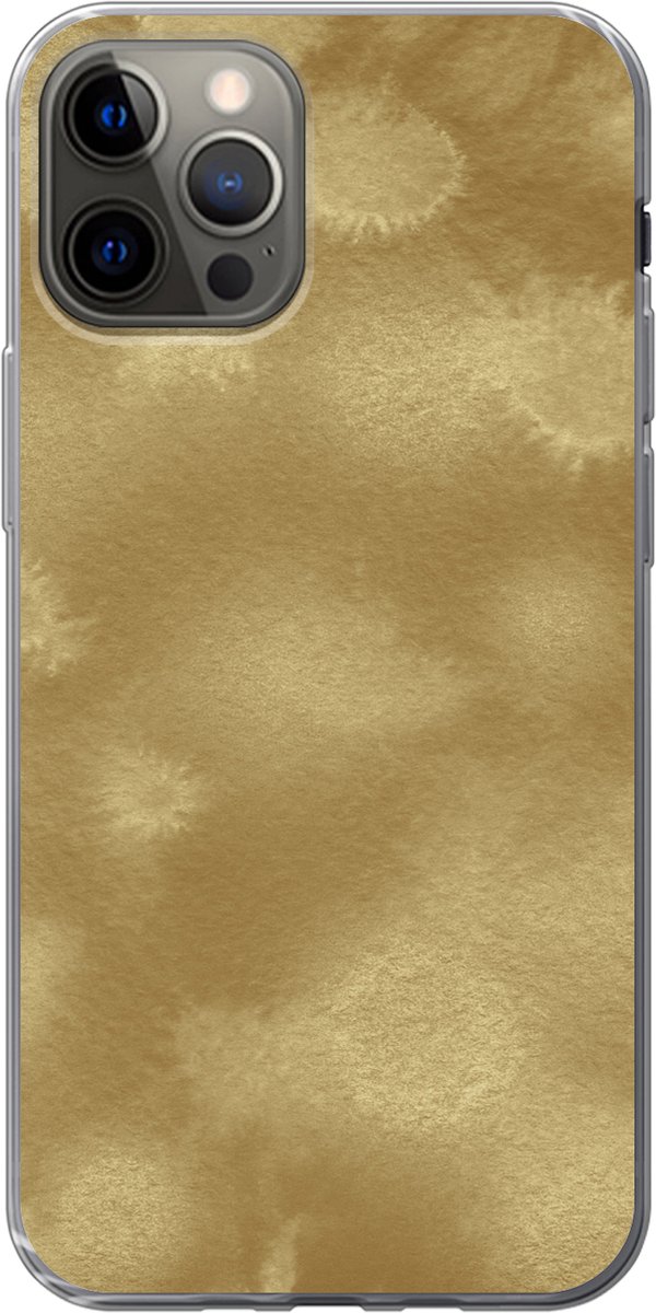 Telefoonhoesje Geschikt voor iPhone 12 Pro hoesje - Goud - Verf - Abstract - Siliconen Telefoonhoesje Telefoonhoesje