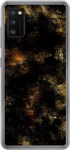 Geschikt voor Samsung Galaxy A41 hoesje - Goud - Verf - Abstract - Zwart - Siliconen Telefoonhoesje