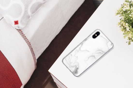Coque pour iPhone Xs - Imprimé Marbre - Wit - Line - Coque en Siliconen téléphone -