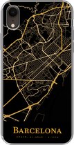 Geschikt voor iPhone XR hoesje - Barcelona - Kaart - Goud - Siliconen Telefoonhoesje