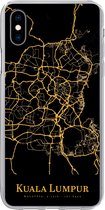 Geschikt voor iPhone Xs hoesje - Kuala Lumpur - Kaart - Goud - Siliconen Telefoonhoesje