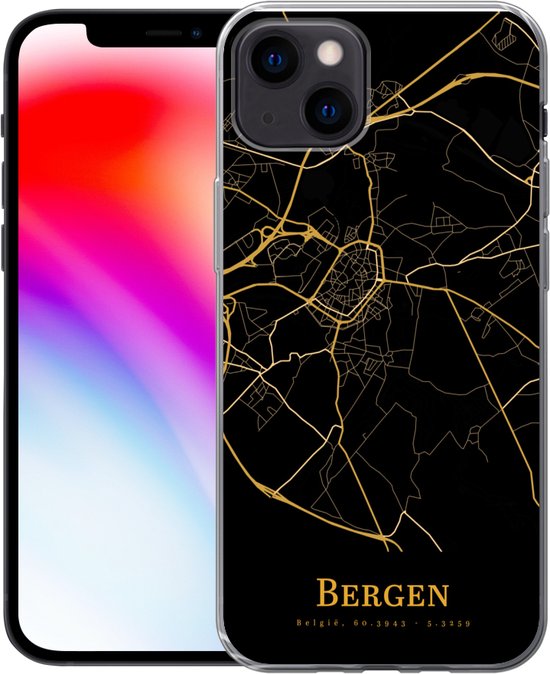 Coque iPhone 13 - Montagnes - Carte - Or - Coque de téléphone en Siliconen