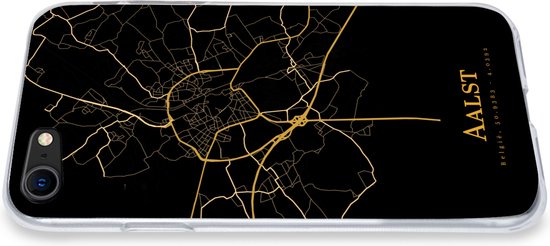 Coque iPhone SE 2020 - Alost - Carte - Or - Coque de téléphone en Siliconen
