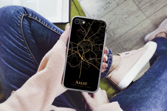 Coque iPhone SE 2020 - Alost - Carte - Or - Coque de téléphone en Siliconen