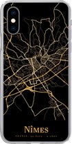 Geschikt voor iPhone X hoesje - Nîmes - Kaart - Goud - Siliconen Telefoonhoesje