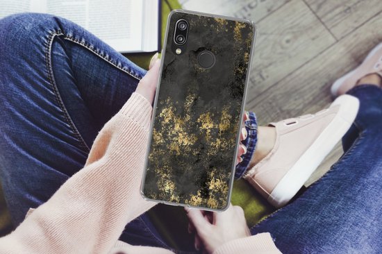 Coque Huawei P20 Lite (2020) - Or - Peinture - Abstrait - Zwart - Coque de téléphone en Siliconen