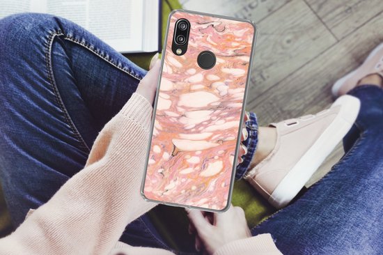 Coque Huawei P20 Lite (2020) - Marbre - Wit - Rose - Coque de téléphone en Siliconen
