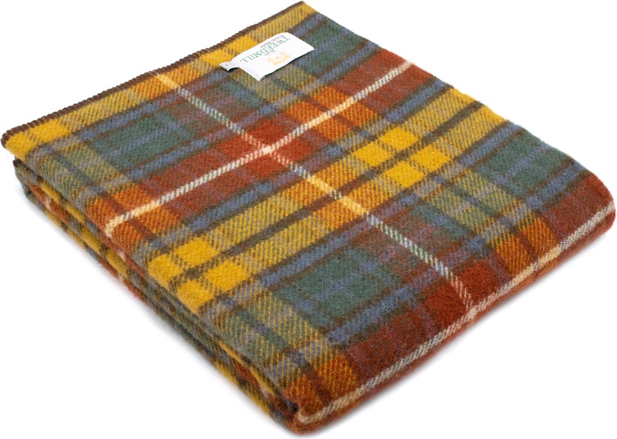 Tweedmill Plaid zonder franje Tartan Antique Buchanan - 150x200 - Nieuw Wol - Tweedmill UK Rood
