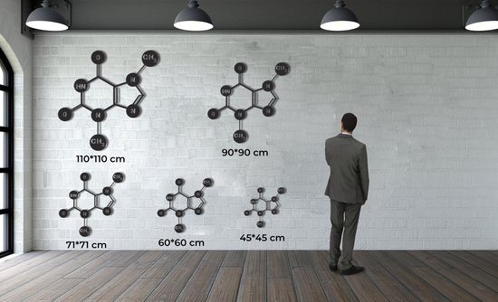 Décoration murale |Décor Molécule de Théobromine Chocolat | Métal - Art mural | Décoration murale | Salle de séjour |Blanc| 45 x 45 cm