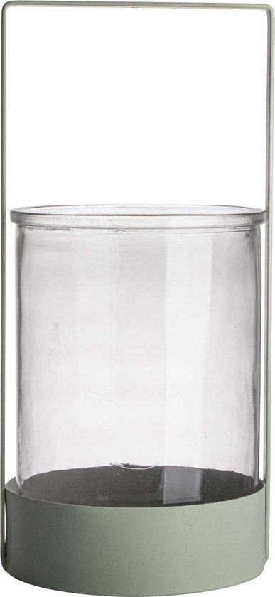 Gusta - Lantaarn - met Glas en Handvat - Groen - ø15,7x33cm