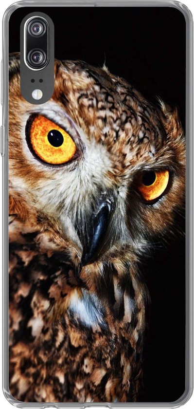 Coque Huawei P20 - Hibou - Zwart - Jaune - Coque de téléphone en Siliconen